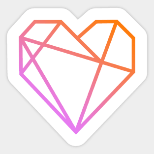 Purple Orange Geometric Simple Heart On Chest Sticker